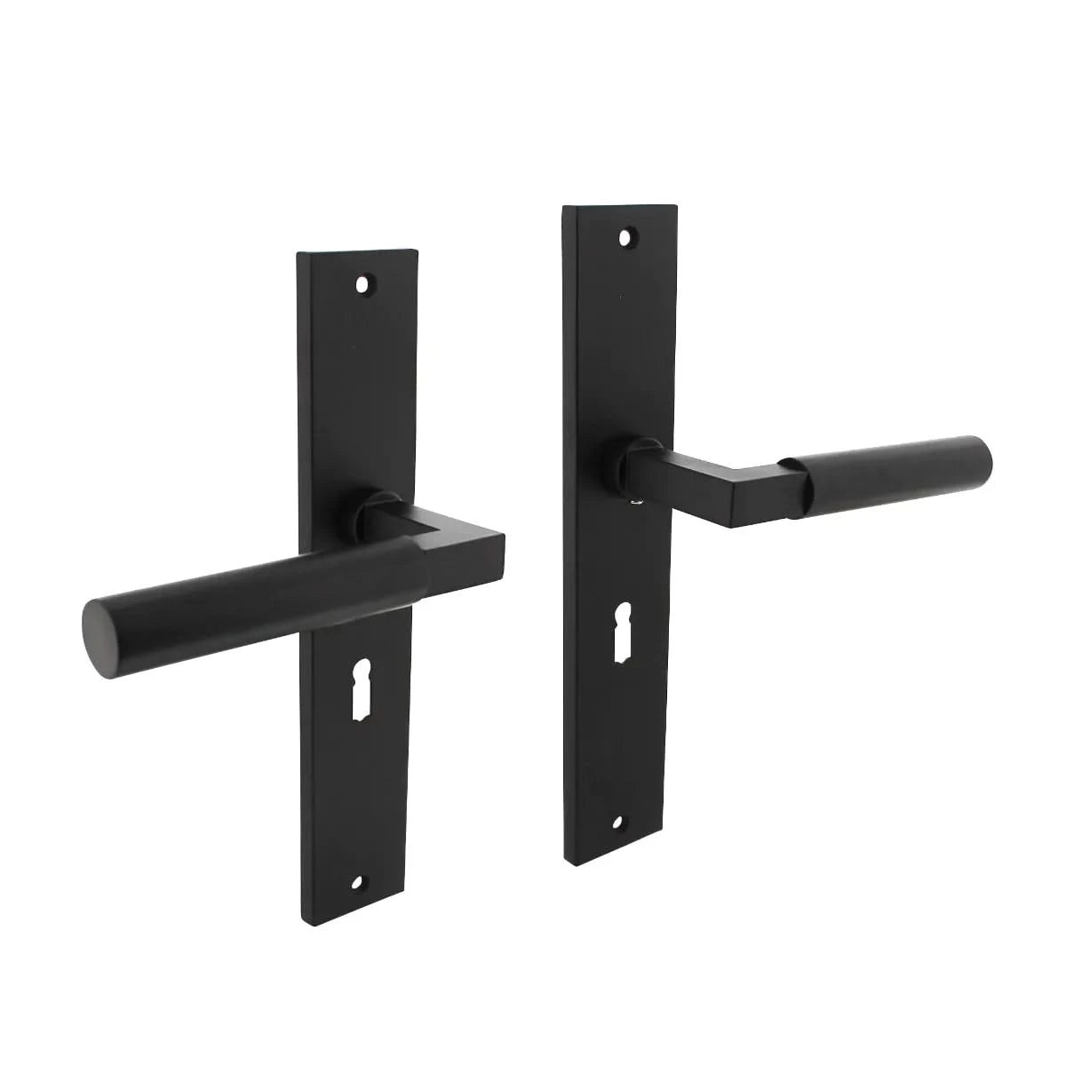 Intersteel deurkruk Bau-Stil op schild 245 x 45 mm BB56 mat zwart – vooraanzicht