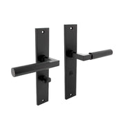Intersteel deurkruk Bau-Stil op schild 245 x 45 mm WC mat zwart – vooraanzicht