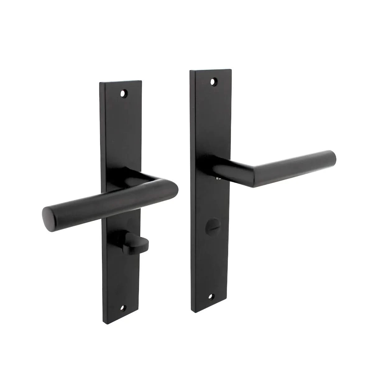 Intersteel deurkruk Bastian op schild 245 x 45 mm WC mat zwart – vooraanzicht