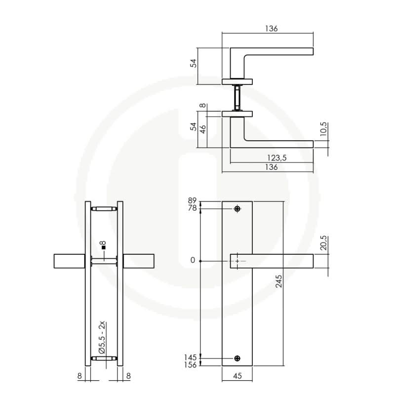 Intersteel deurkruk Hera op blind schild 245x45 mm mat zwart – detail