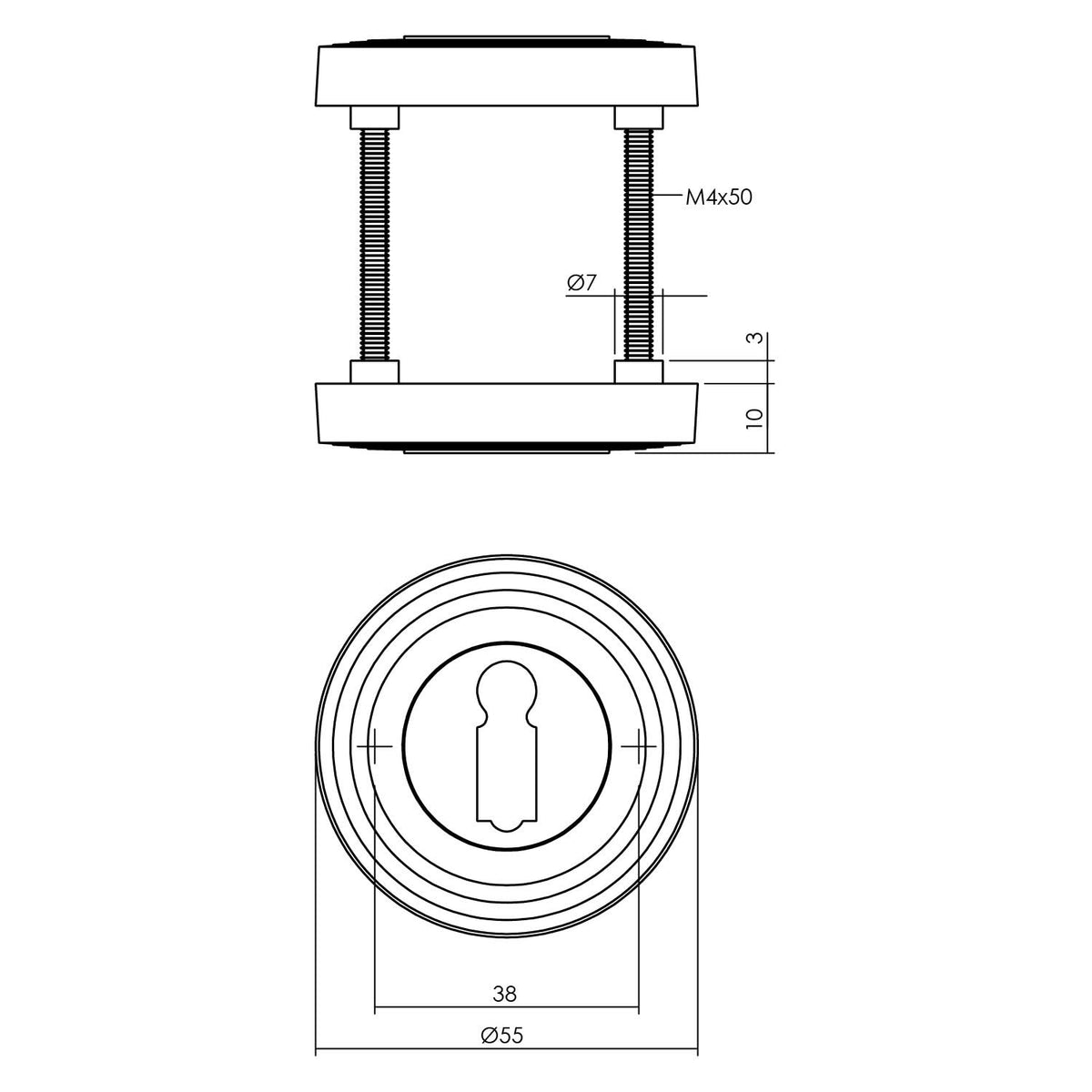 Intersteel rozet met sleutelgat mat zwart detailfoto