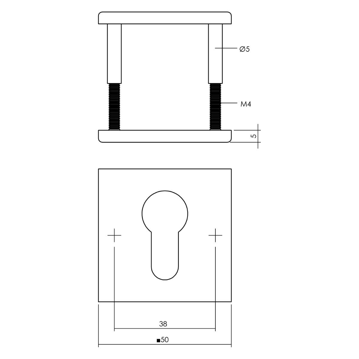 Intersteel rozet met profielcilindergat mat zwart – detail