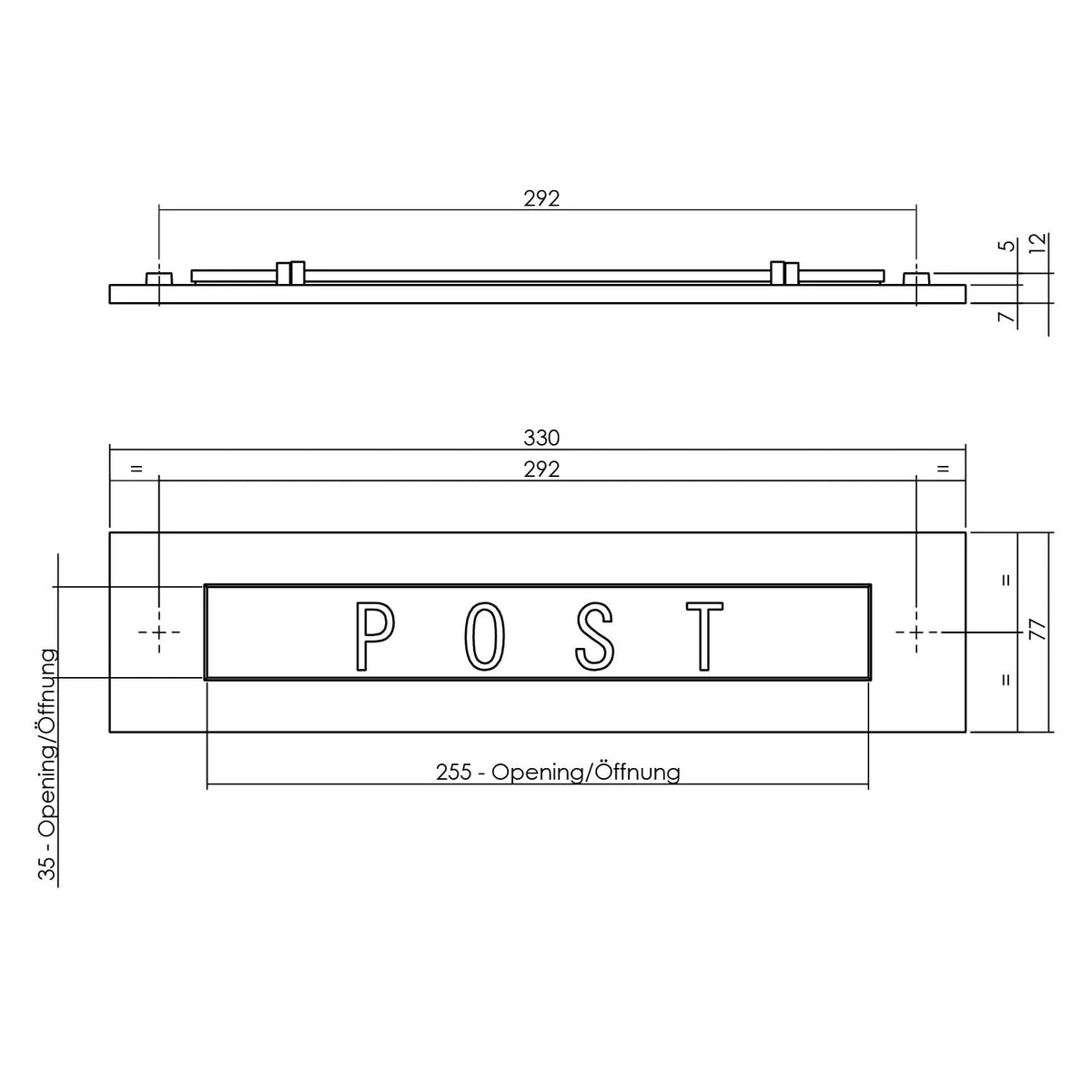 Intersteel brievenbus rechthoekig mat zwart detail