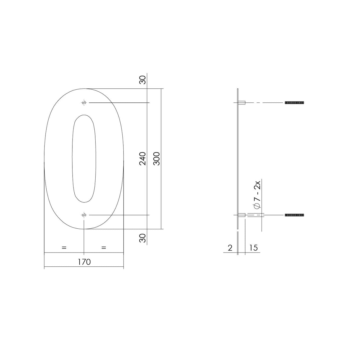 Intersteel huisnummer 0 XL mat zwart - detail