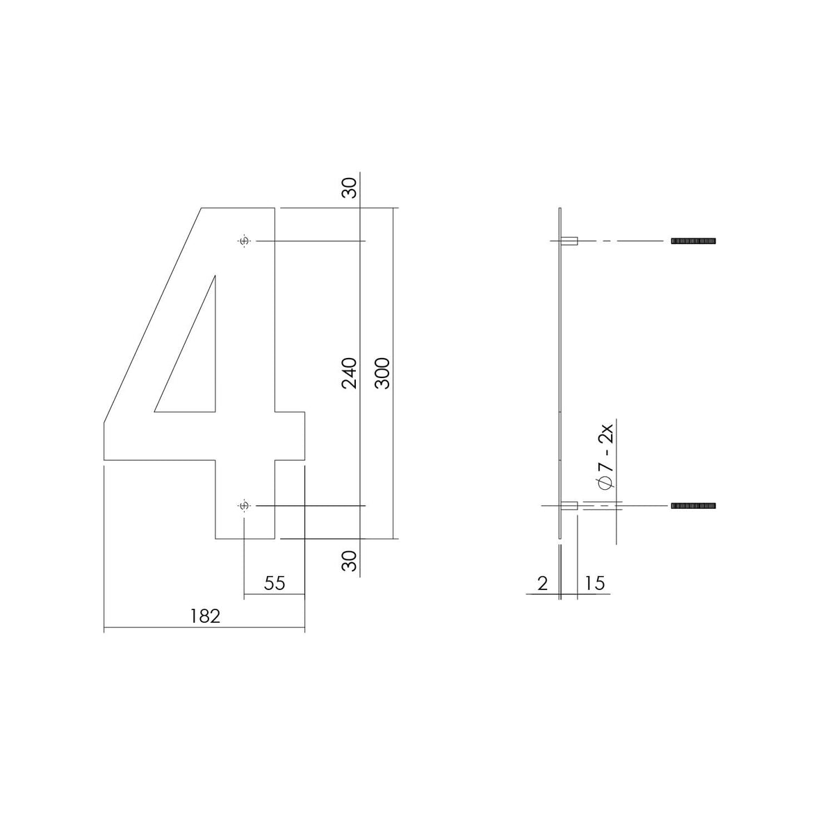 Intersteel huisnummer 4 XL mat zwart - detail