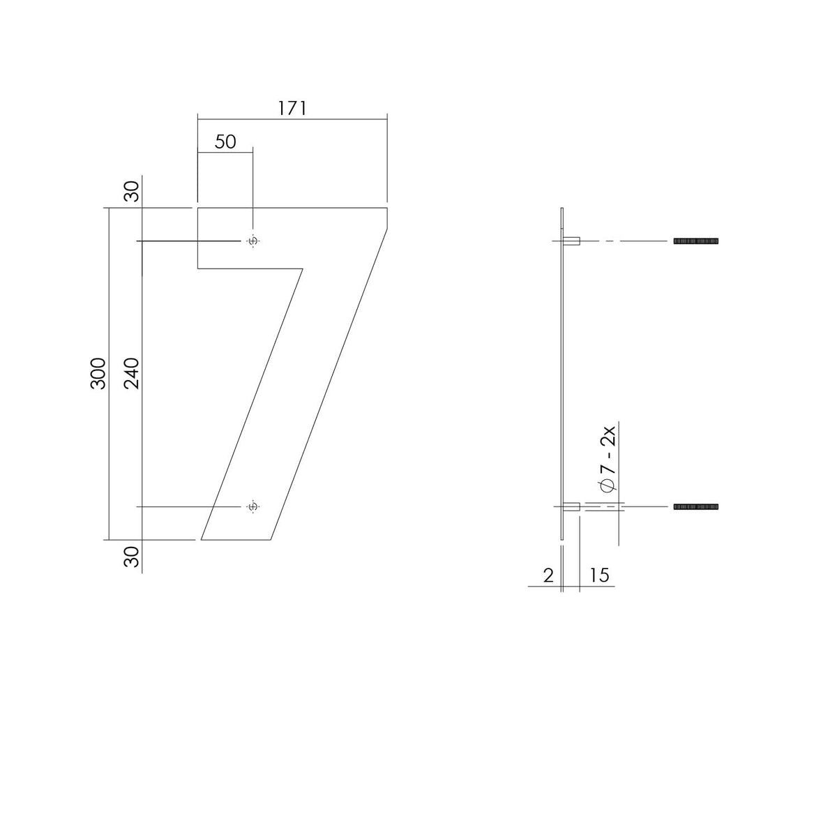 Intersteel huisnummer 7 XL mat zwart - detail