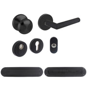 Intersteel voordeurbeslag set Jura rond RVS zwart vooraanzicht