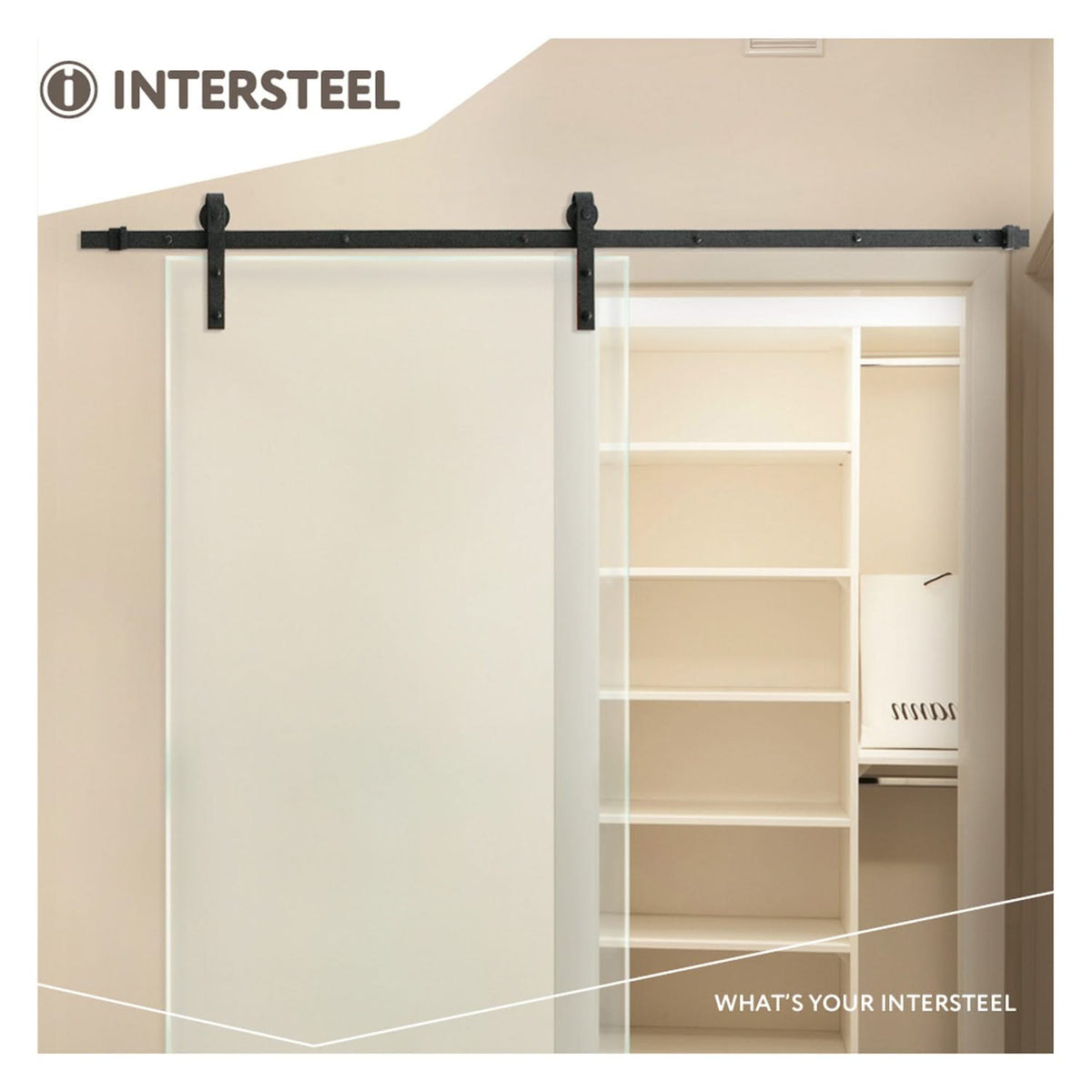 Intersteel schuifdeursysteem voor glazen deur in mat zwart - detailfoto