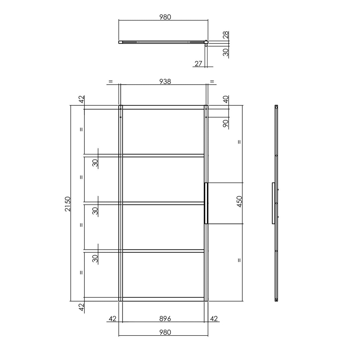 Intersteel schuifdeursysteem Basic met zwarte rail - detail