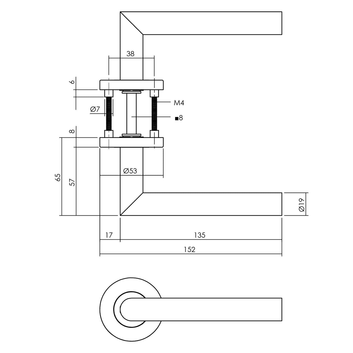 Intersteel deurkruk Hoek 90° op rozet Antracietgrijs – detailfoto