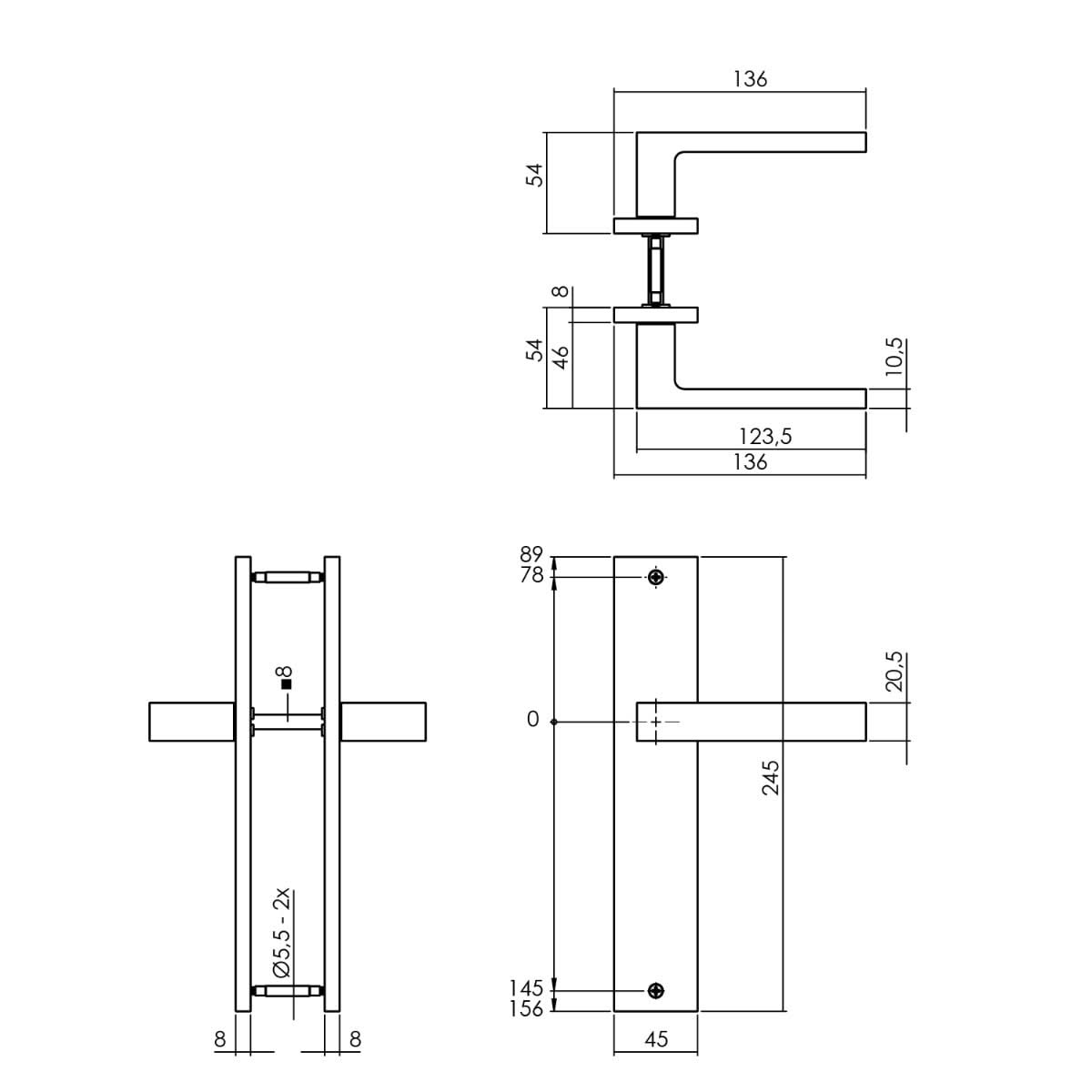 Intersteel deurkruk Hera op schild antracietgrijs - detail