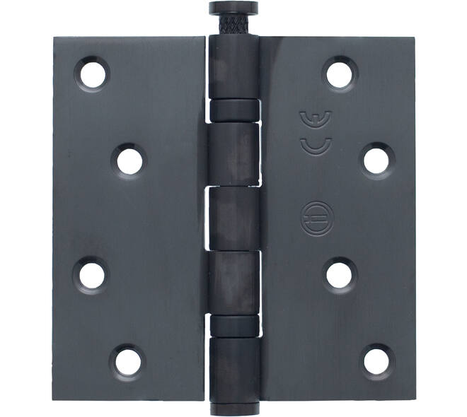 Intersteel kogellagerscharnier 89x89 mm met rechte hoek in PVD antraciet - vooraanzicht