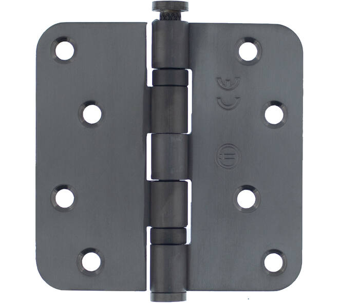 Intersteel kogellagerscharnier 89x89 mm met ronde hoek in PVD antraciet - vooraanzicht