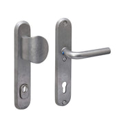 Intersteel veiligheidsbeslag Luzern ovaal PC92 RVS getrommeld vooraanzicht