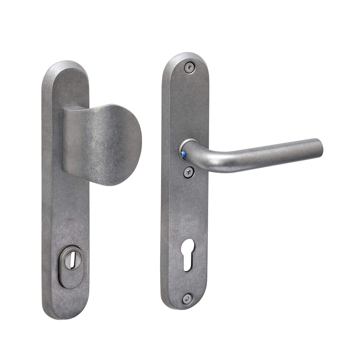 Intersteel veiligheidsbeslag Luzern ovaal PC92 RVS getrommeld vooraanzicht