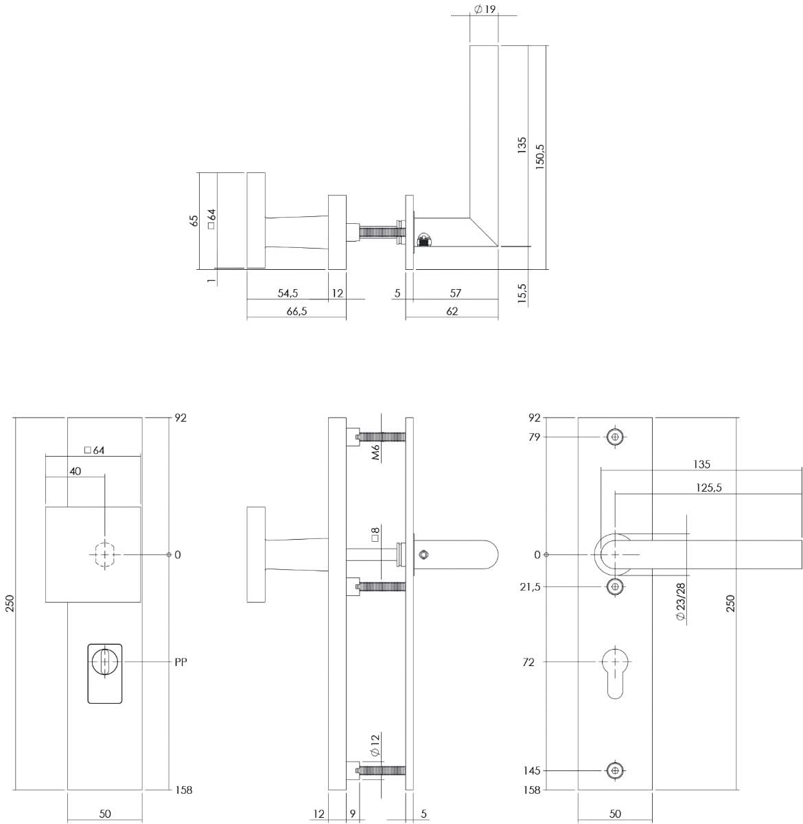 Intersteel SKG3 veiligheidsbeslag Jura RVS getrommeld, detailaanzicht