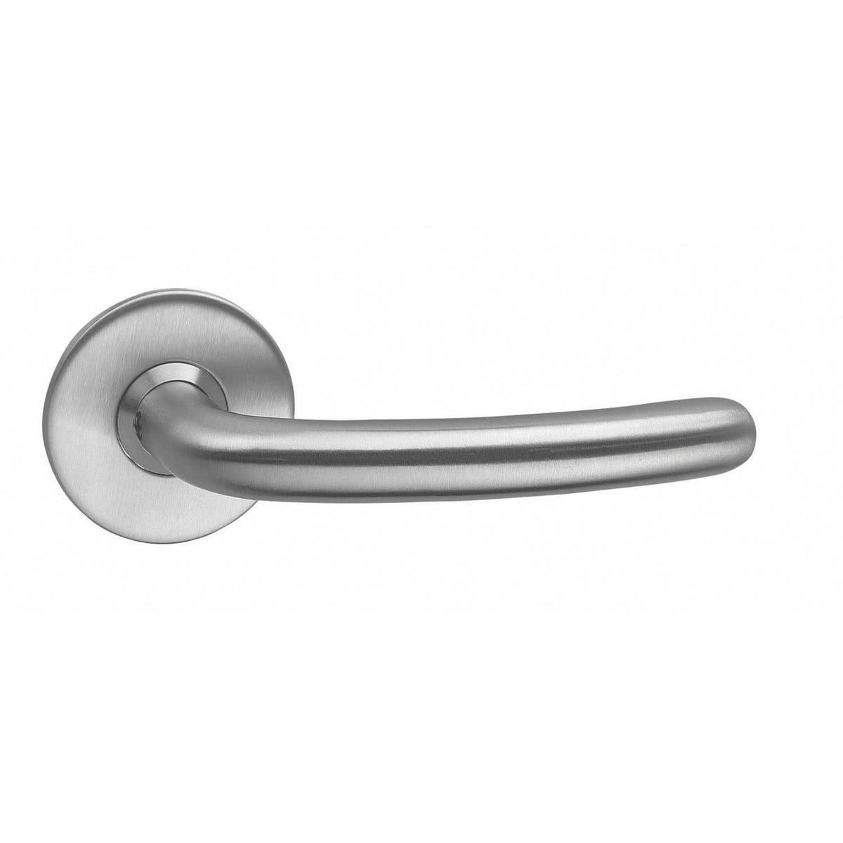 Intersteel deurkruk Sabel ø16 mm op rozet met ring rvs geborsteld vooraanzicht