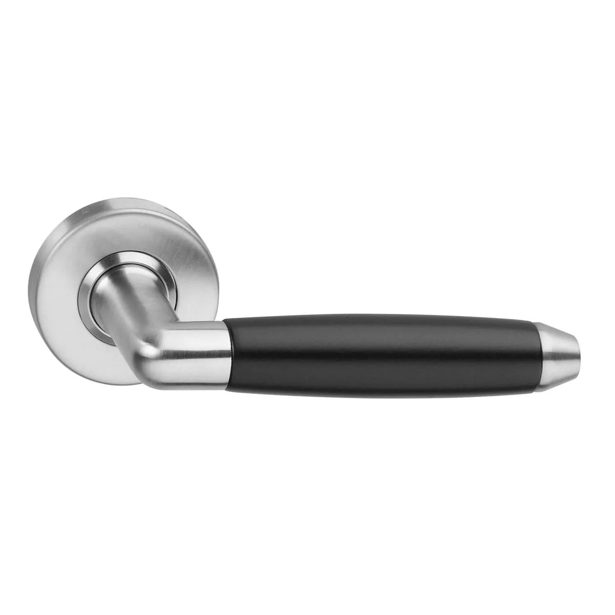 Intersteel deurkruk Combi op rozet met ring en veer rvs geborsteld met zwart vooraanzicht