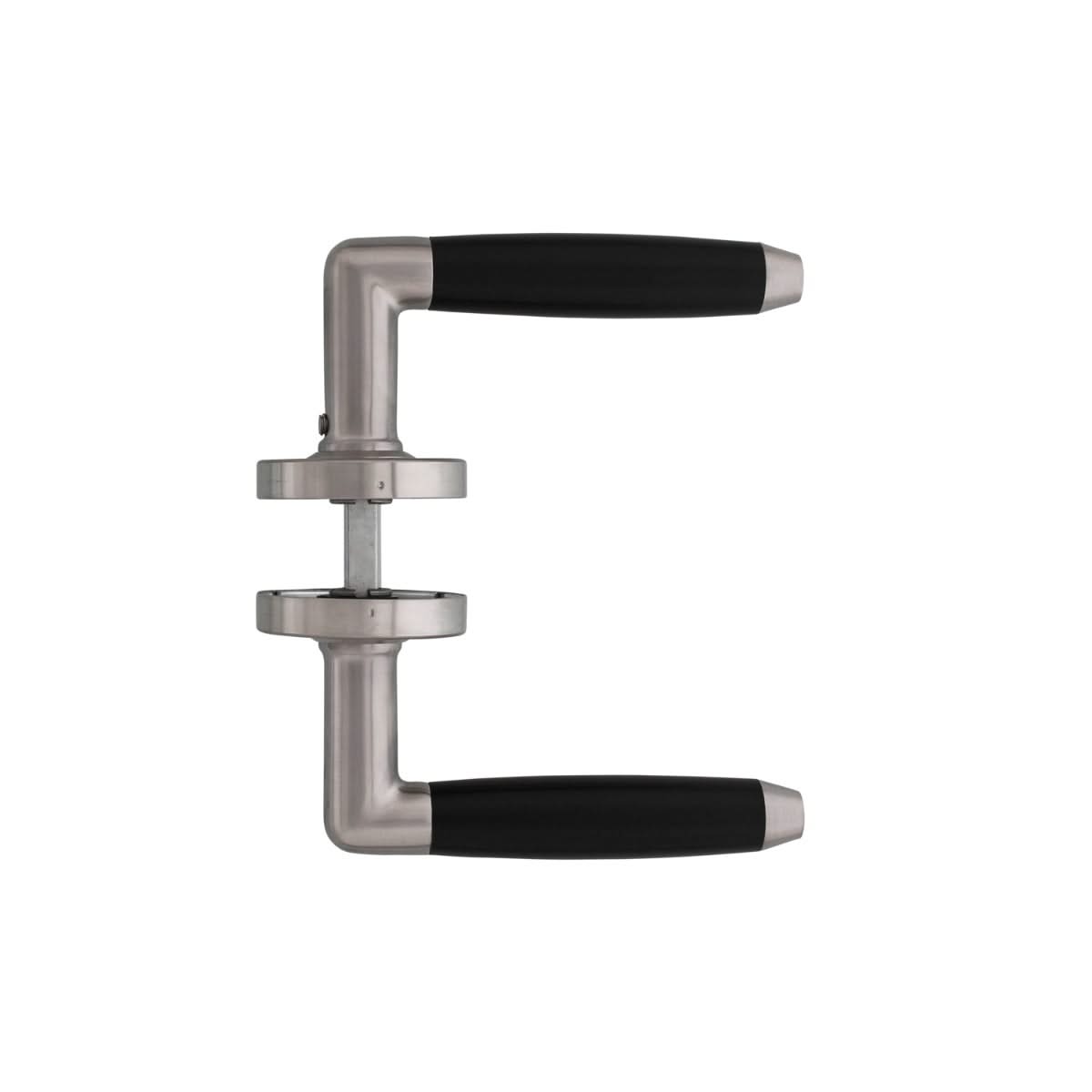 Intersteel deurkruk Combi op rozet rvs geborsteld met zwart productfoto
