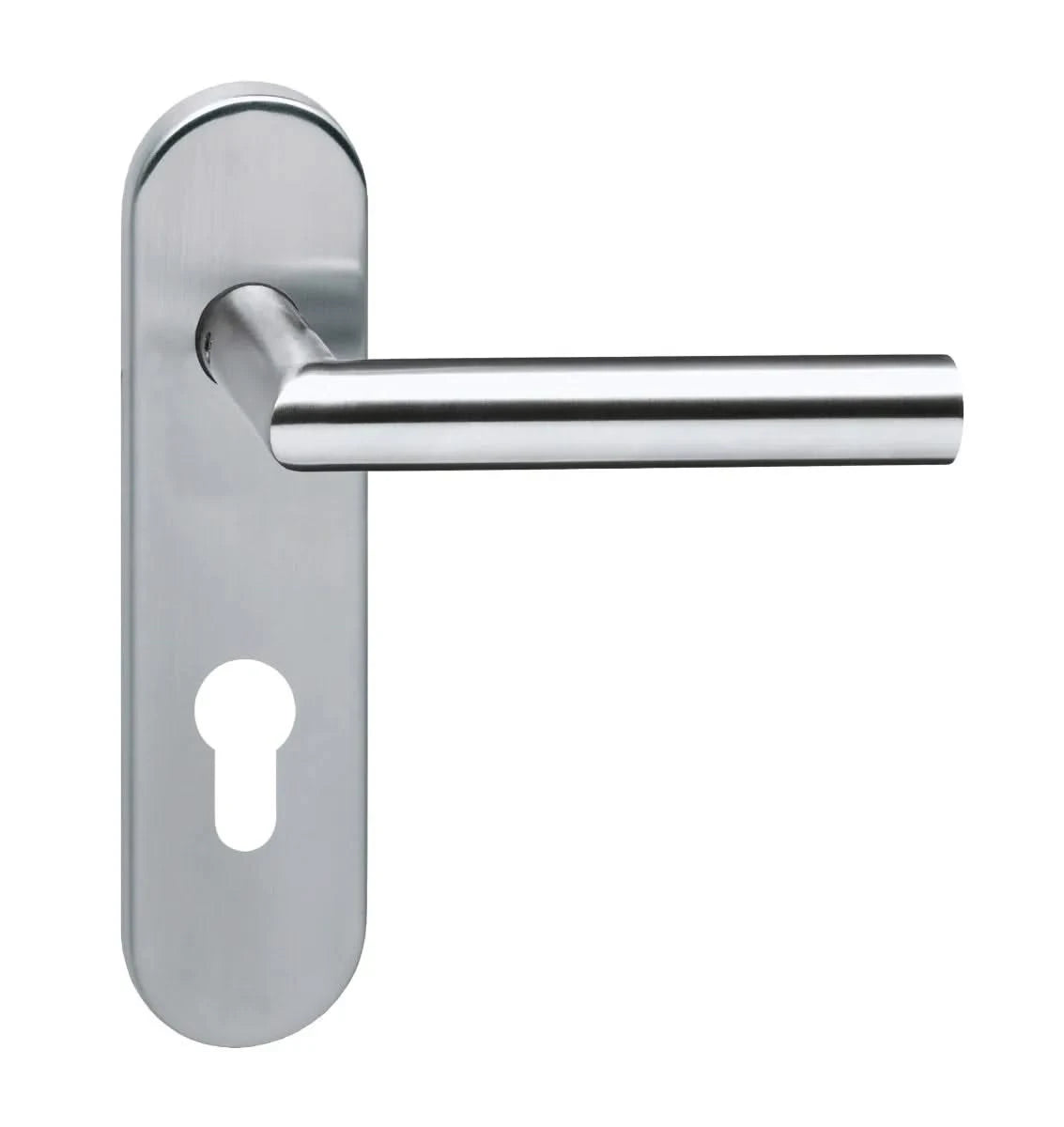 Intersteel deurkruk Hoek 90° rvs op kortschild met profielcilindergat 72 mm - vooraanzicht