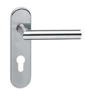 Intersteel deurkruk Hoek 90° rvs op kortschild met profielcilindergat 72 mm - vooraanzicht
