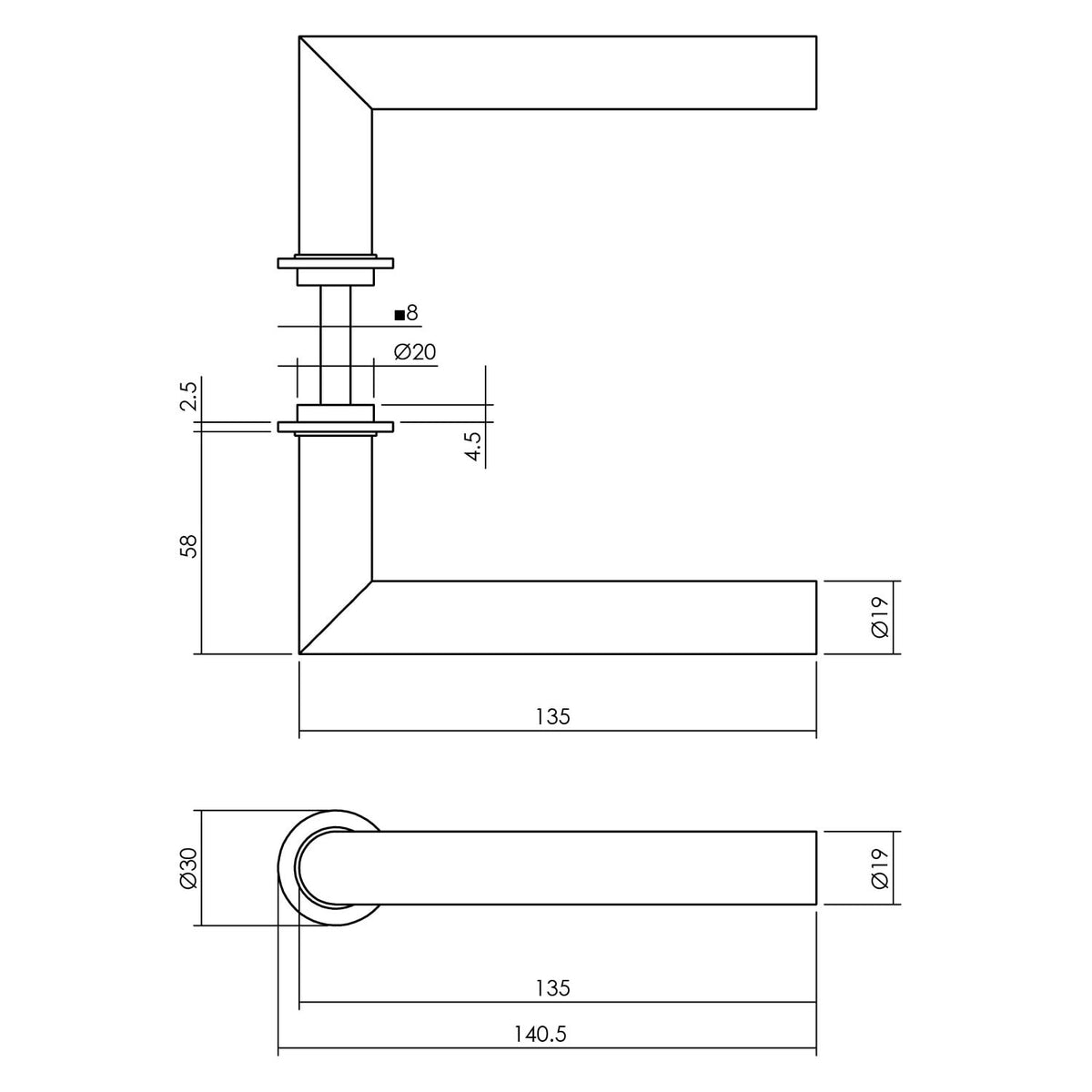 Intersteel deurkruk Jura op rozet RVS geborsteld detail