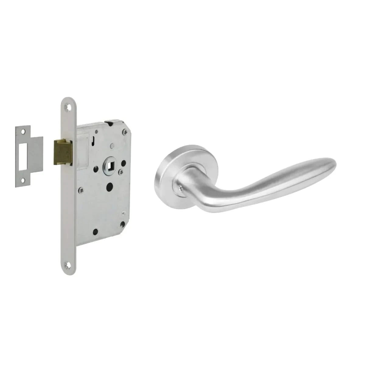 Intersteel toiletslot-set RVS met deurkruk Jupiter op rond rozet – vooraanzicht