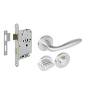Intersteel toiletslot-set RVS met deurkruk Jupiter op rond rozet – vooraanzicht