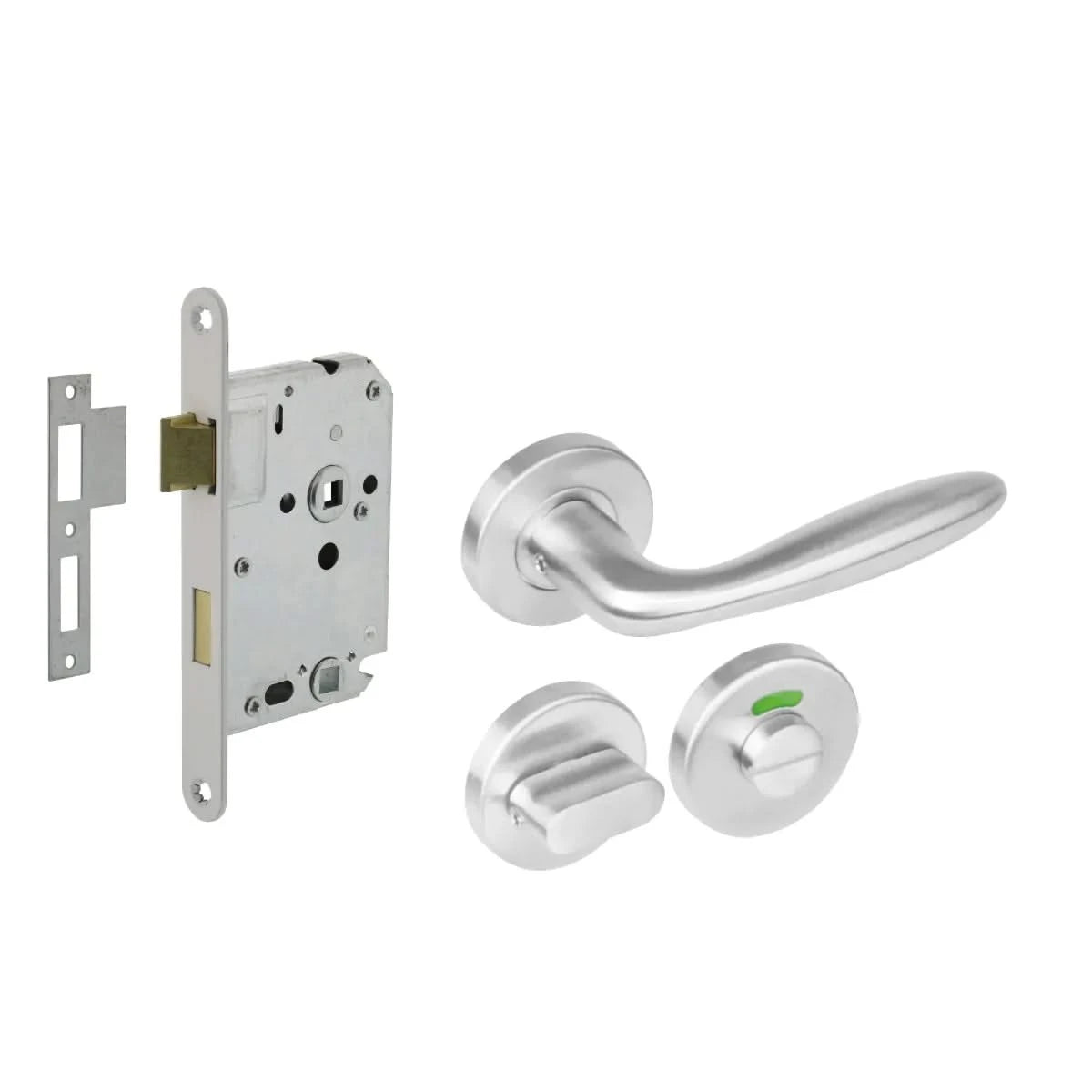 Intersteel toiletslot-set RVS met deurkruk Jupiter op rond rozet – vooraanzicht