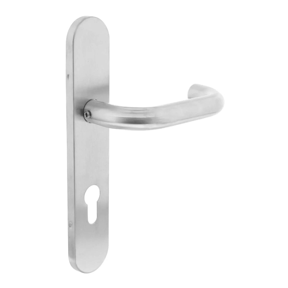 Intersteel deurkruk rond PC72 op schild RVS geborsteld - vooraanzicht