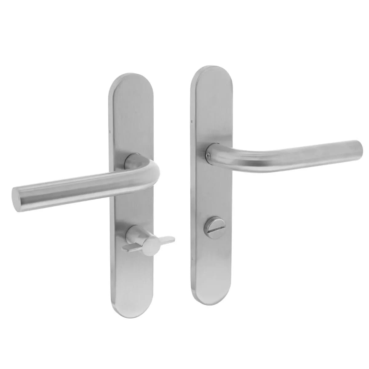 Intersteel deurkruk recht op schild WC 63/8 mm RVS geborsteld - vooraanzicht