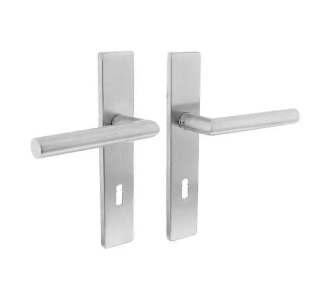 Intersteel deurkruk Hoek 90° rechthoekig schild rvs geborsteld close-up