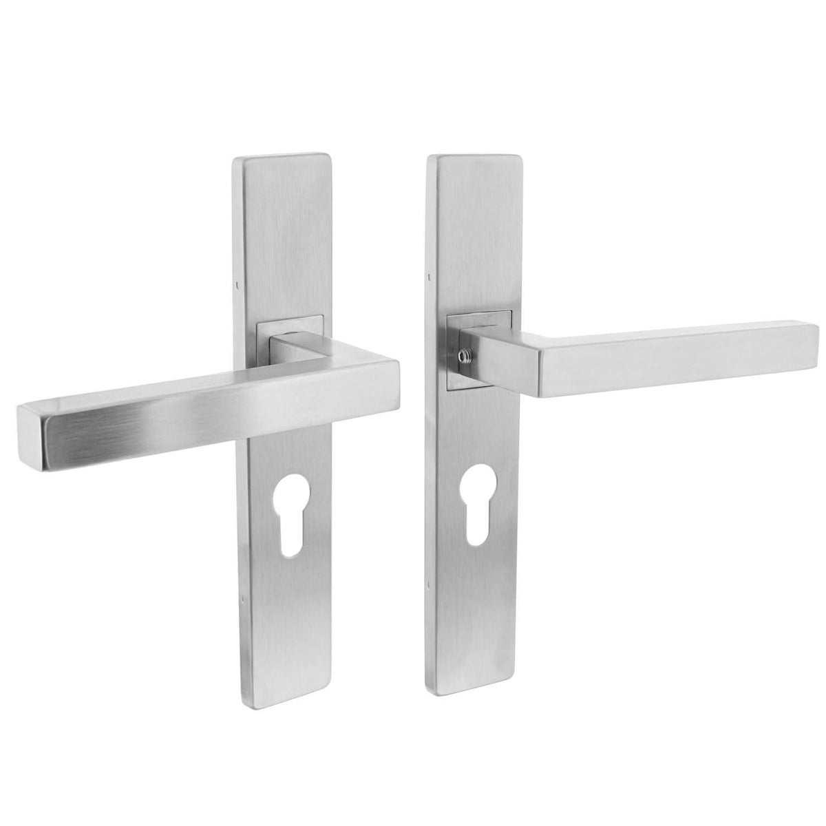 Intersteel deurkruk vierkant op schild PC55 RVS geborsteld vooraanzicht