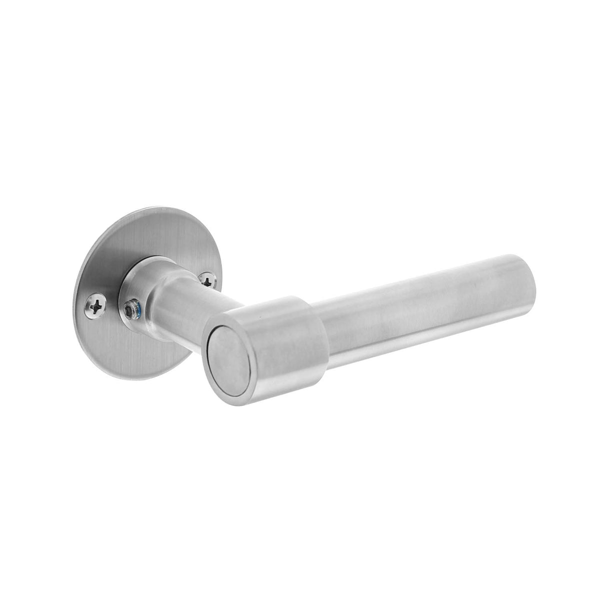Intersteel deurkruk L/L-model plat rond rozet 50x2mm RVS – vooraanzicht