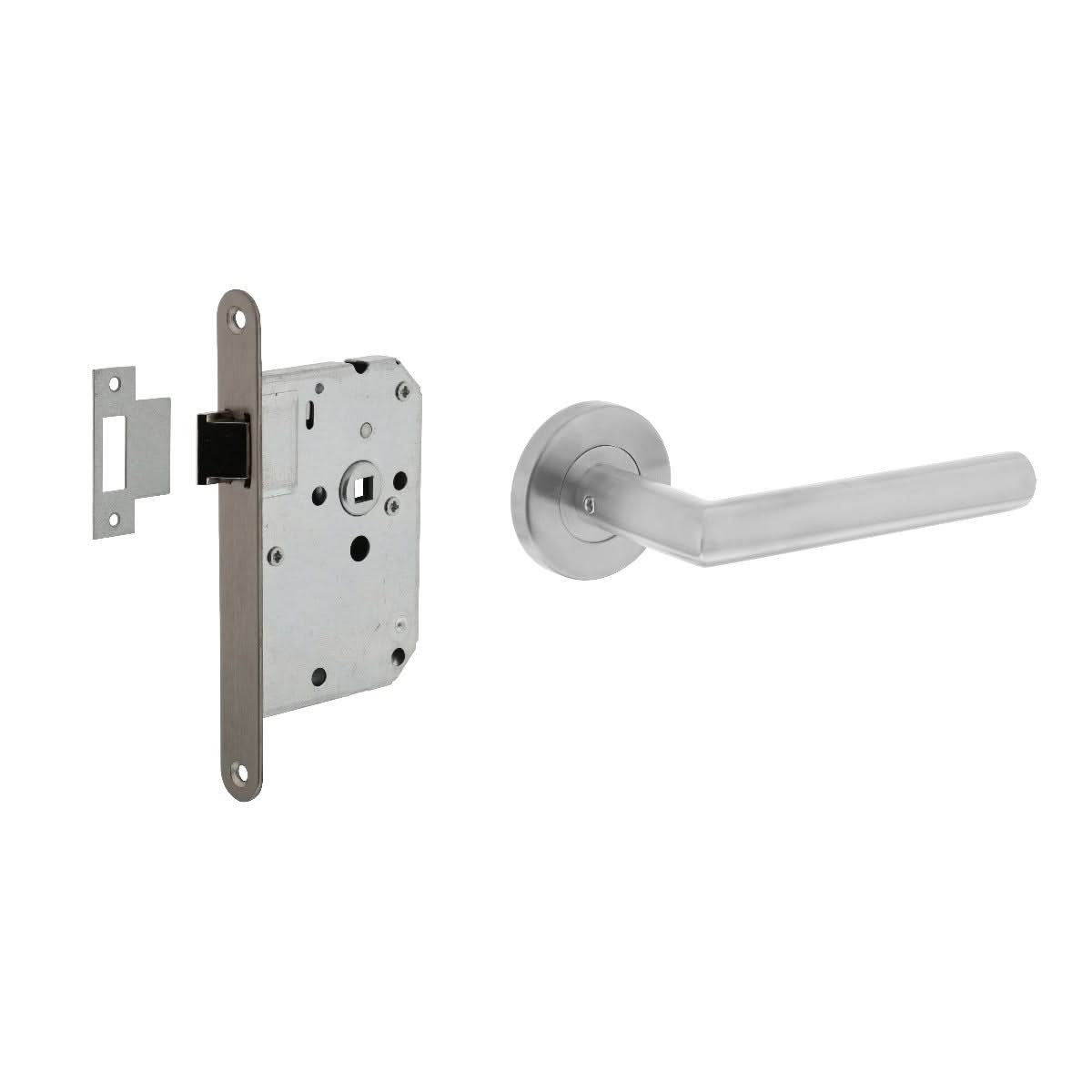 Intersteel deurbeslagset loopslot RVS deurkruk Hoek 90 vooraanzicht