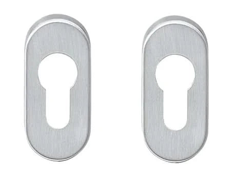 Intersteel rozet profielcilindergat ovaal verdekt RVS geborsteld – vooraanzicht