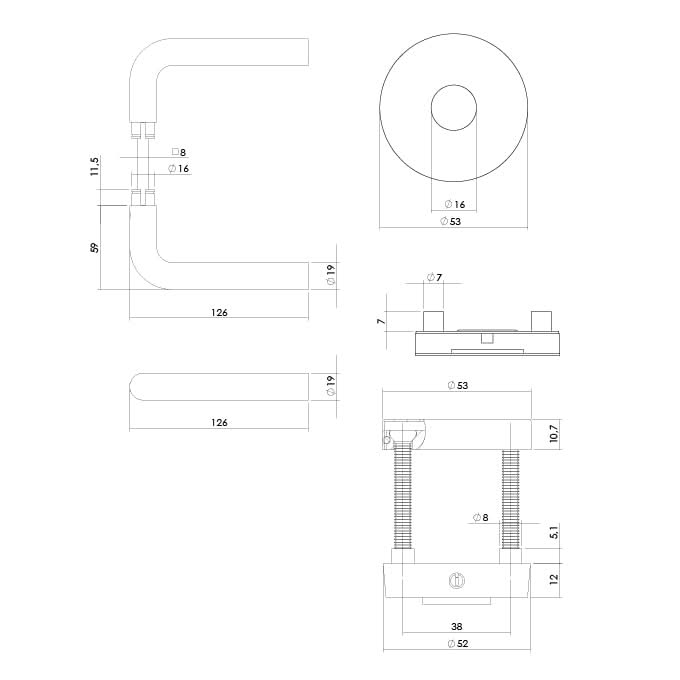 Intersteel achterdeurbeslag Luzern SKG3 rvs geborsteld – detail rozet