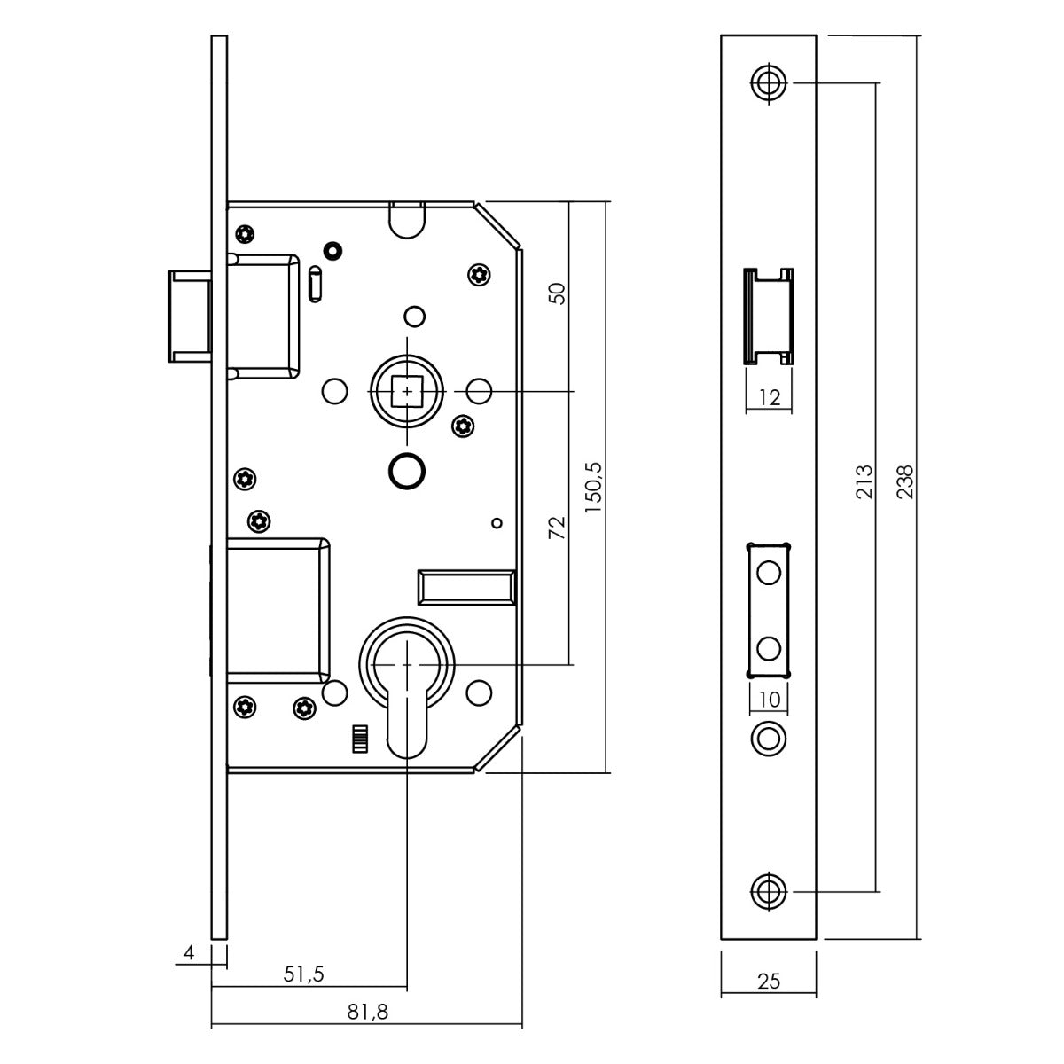 Intersteel voordeurbeslag ovaal verdekt SKG*** rvs detail