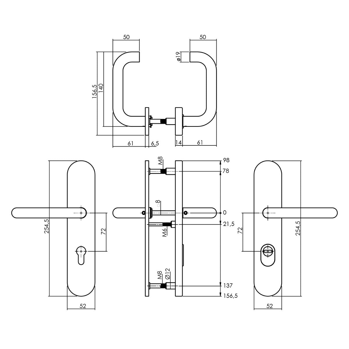 Intersteel achterdeurbeslag ovaal verdekt SKG*** rvs detail