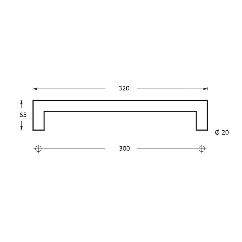 Intersteel Deurgreep 320 mm recht-90° RVS geborsteld – detail