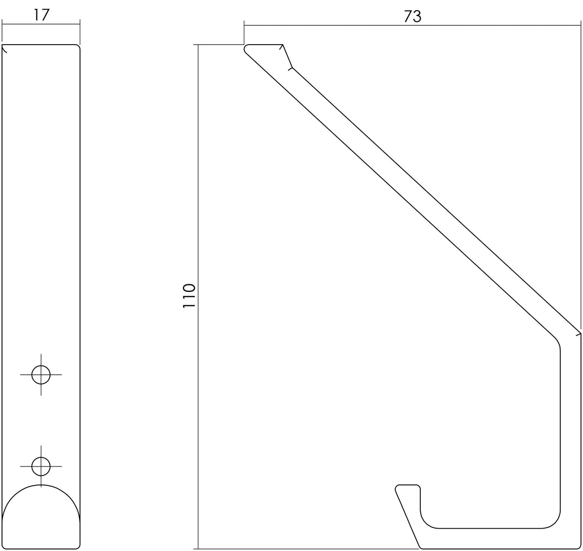 Intersteel Kapstokhaak Recht RVS Geborsteld detailfoto