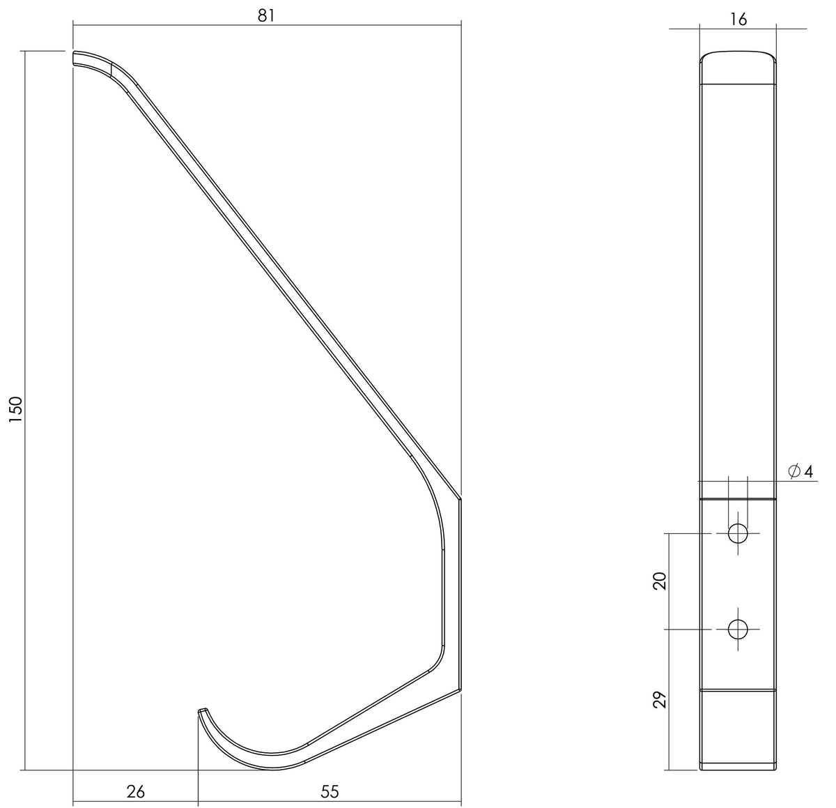 Intersteel Kapstokhaak Afgerond RVS Geborsteld detailfoto