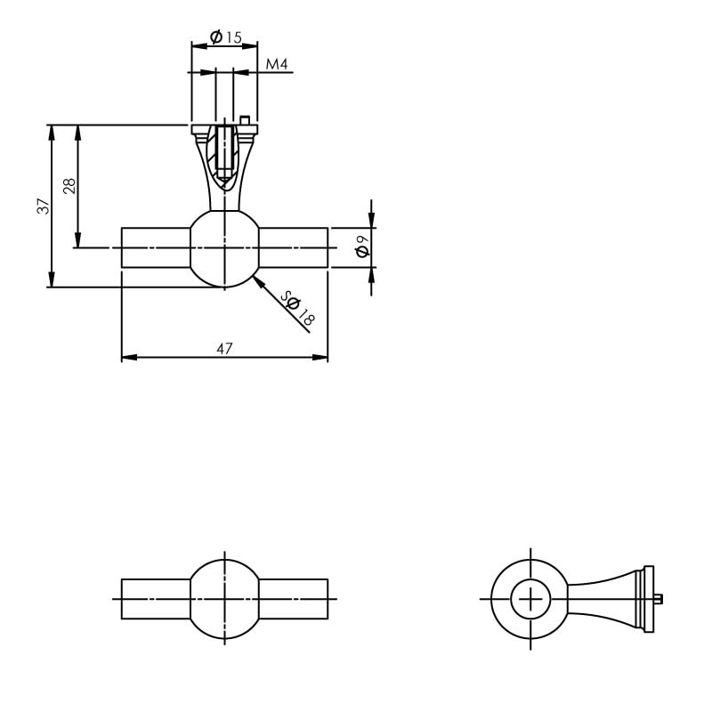 Intersteel meubelknop T-vorm rvs geborsteld detail