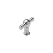 Intersteel meubelknop T-vorm 22 mm recht rvs geborsteld vooraanzicht