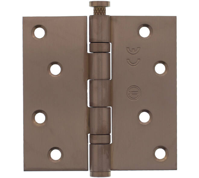 Intersteel kogellagerscharnier 89x89 mm met rechte hoek in PVD brons - vooraanzicht