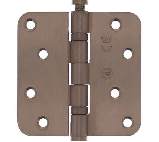 Intersteel kogellagerscharnier 89x89 mm met ronde hoek in PVD brons - vooraanzicht