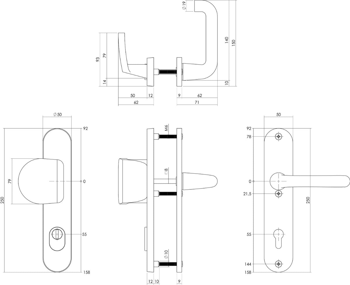 Intersteel voordeurbeslag ovaal SKG*** aluminium F1 detail