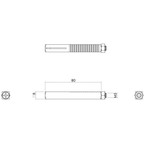 Intersteel wisselstift keilbout 8x80 mm detailaanzicht