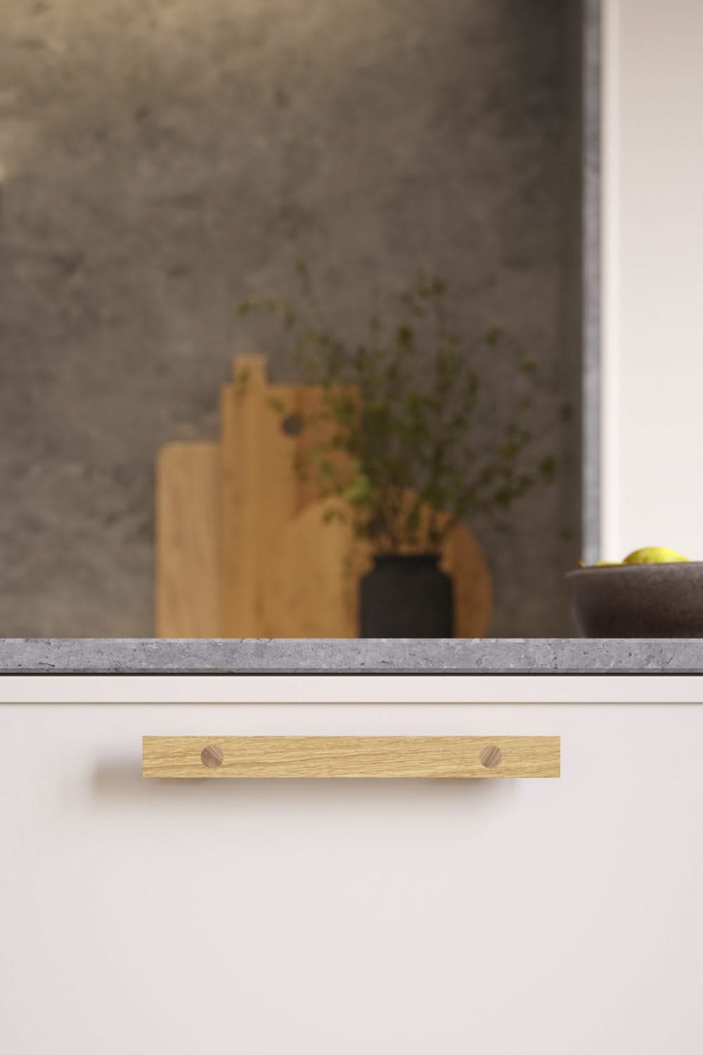 Furnipart Longa greep blank gelakt gemonteerd op kast