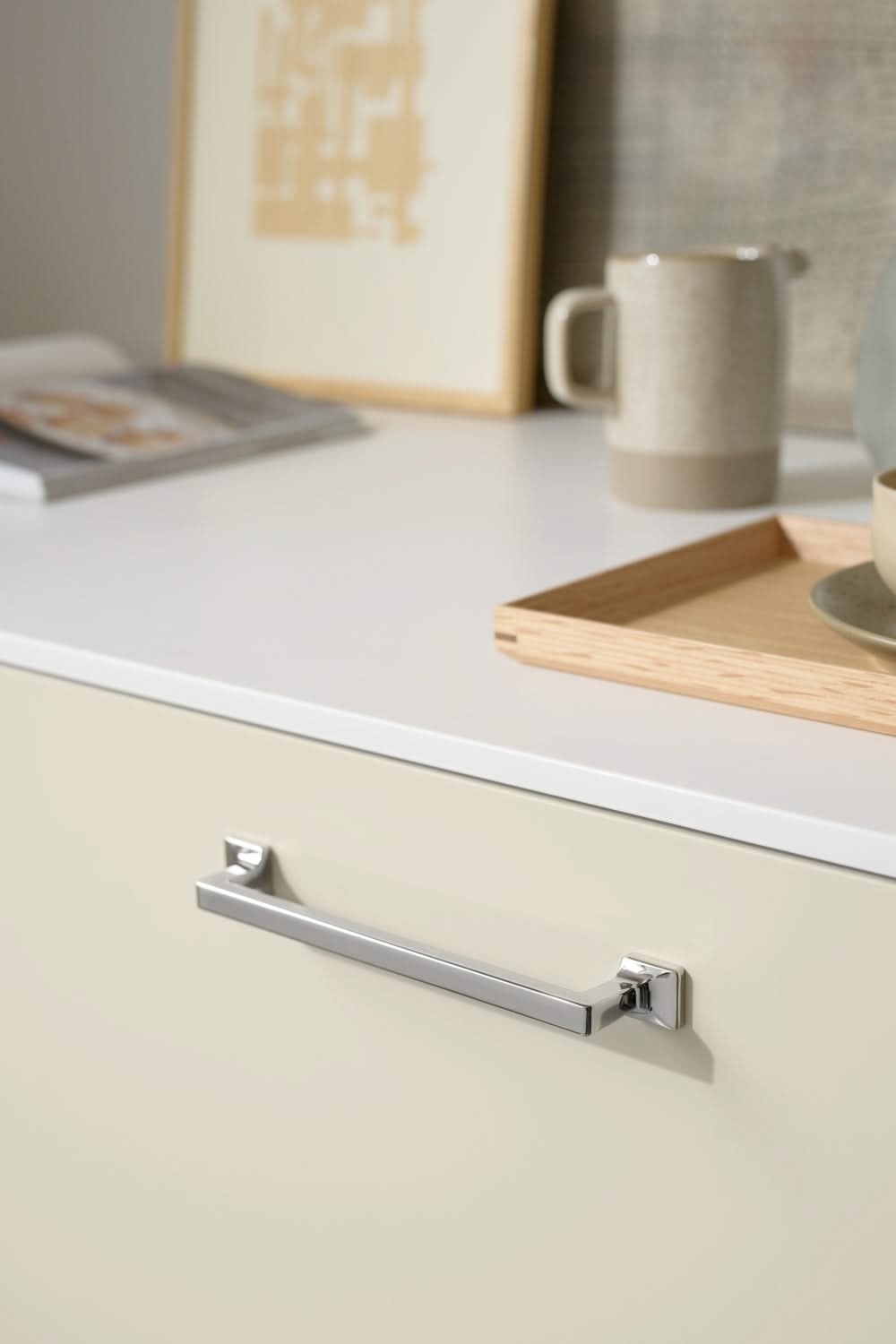 Furnipart Heritage greep helder nikkel - in gemonteerde sfeeropstelling